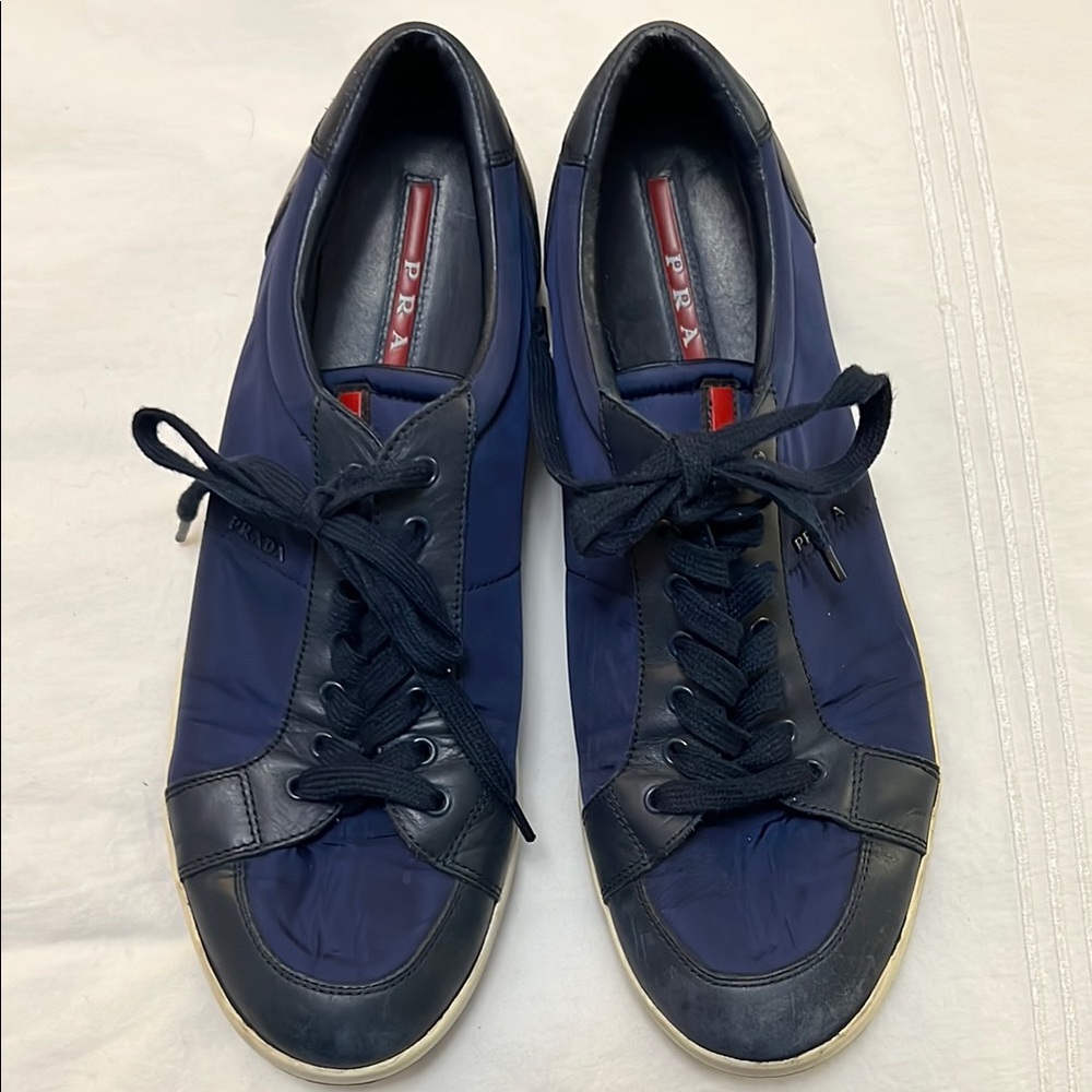 Prada Blue and Black Sneakers with Streamlined Design